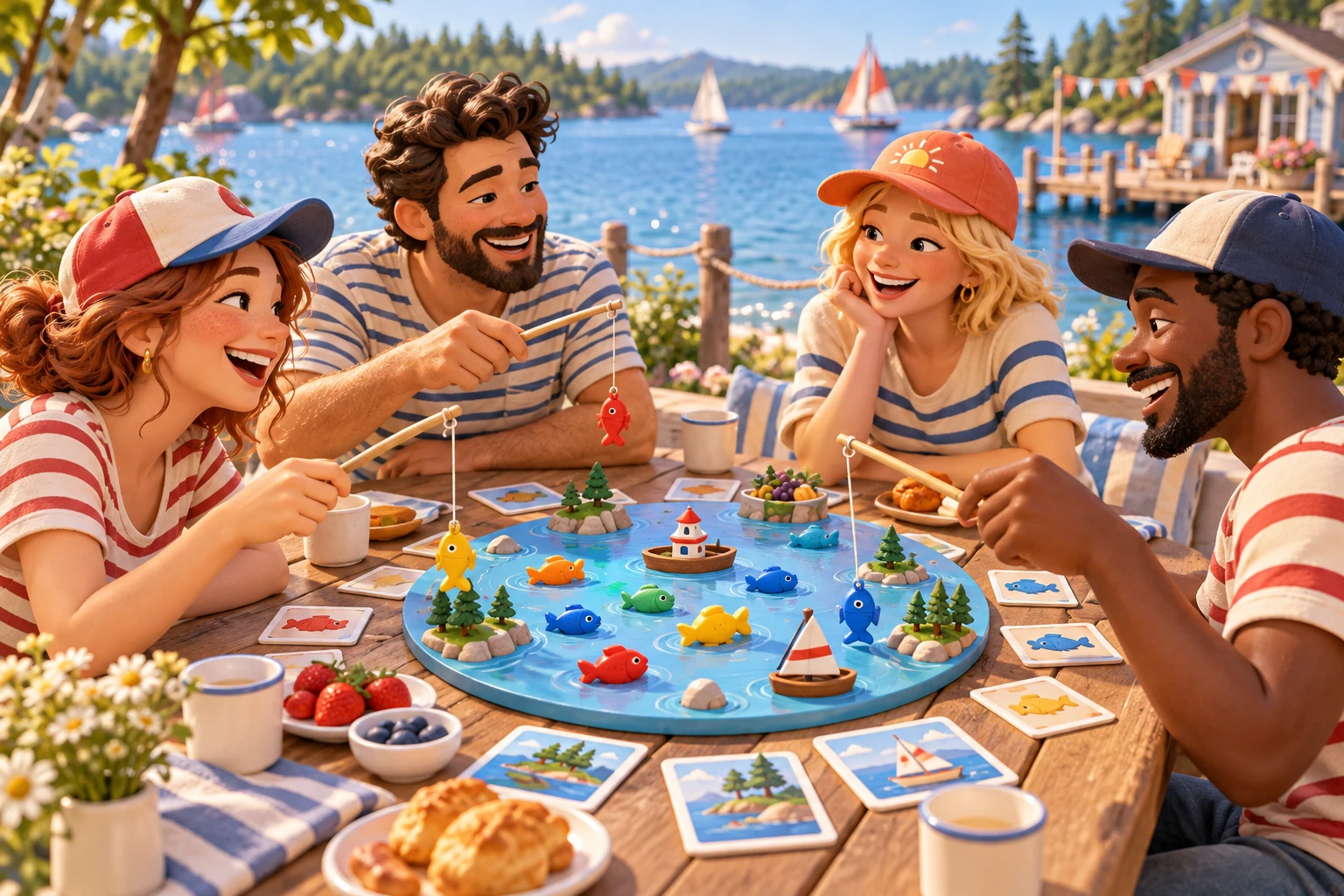 Cloudfin Club illustrated tabletop game-night scene